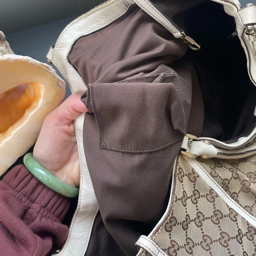 GUCCI CANVAS HOBO WITH SILVER HARDWARE